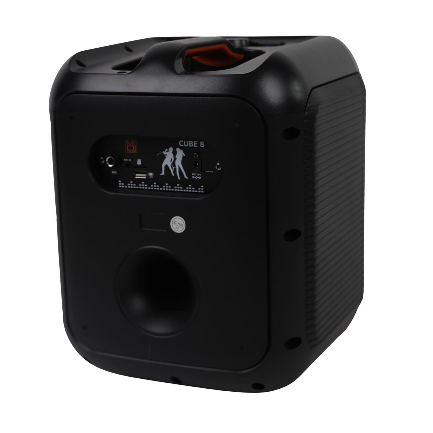 MR DJ CUBE8 8" Rechargeable Portable Bluetooth Karaoke Speaker with Party Flame Lights Microphone TWS USB FM Radio