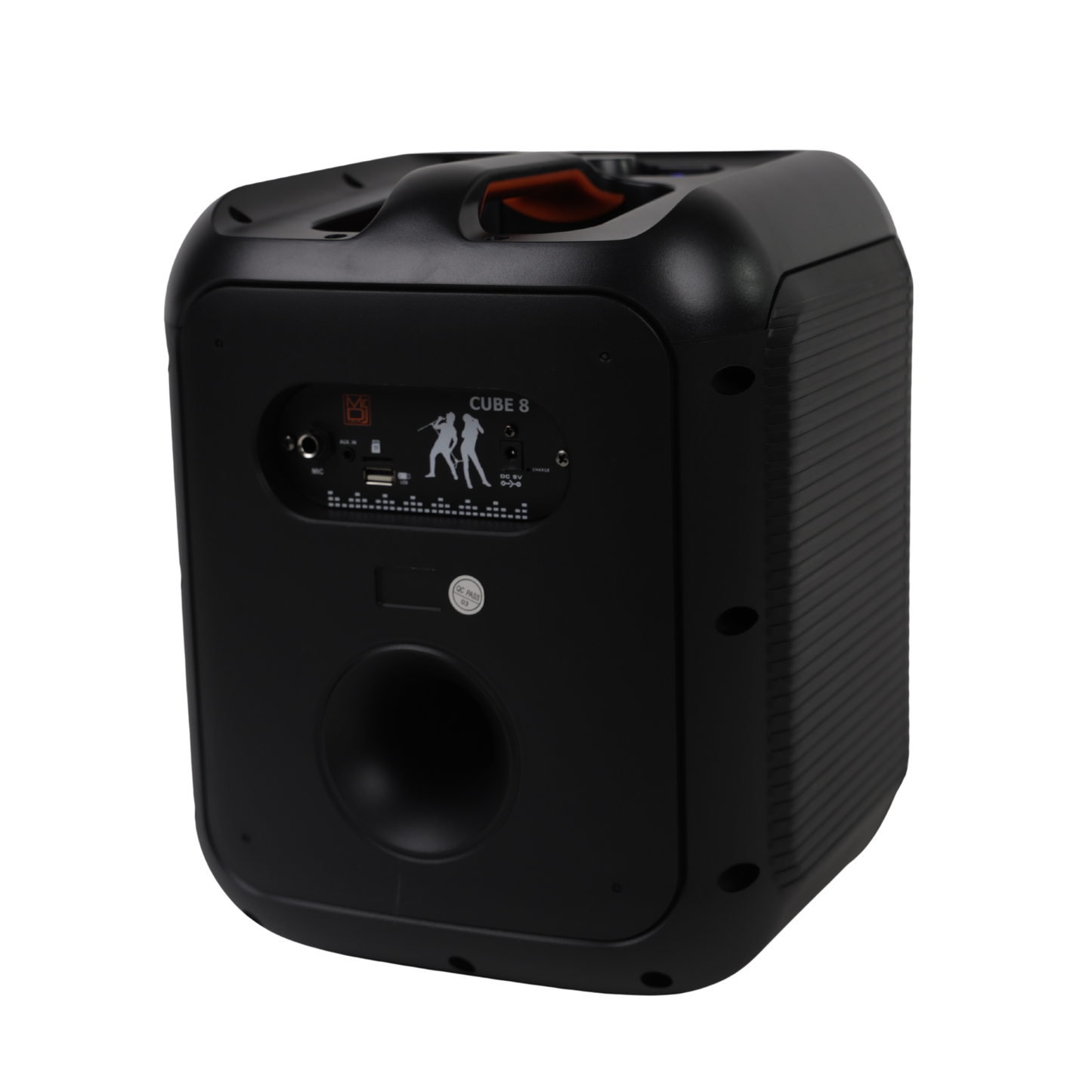MR DJ CUBE8 8" Rechargeable Portable Bluetooth Karaoke Speaker with Party Flame Lights Microphone TWS USB FM Radio