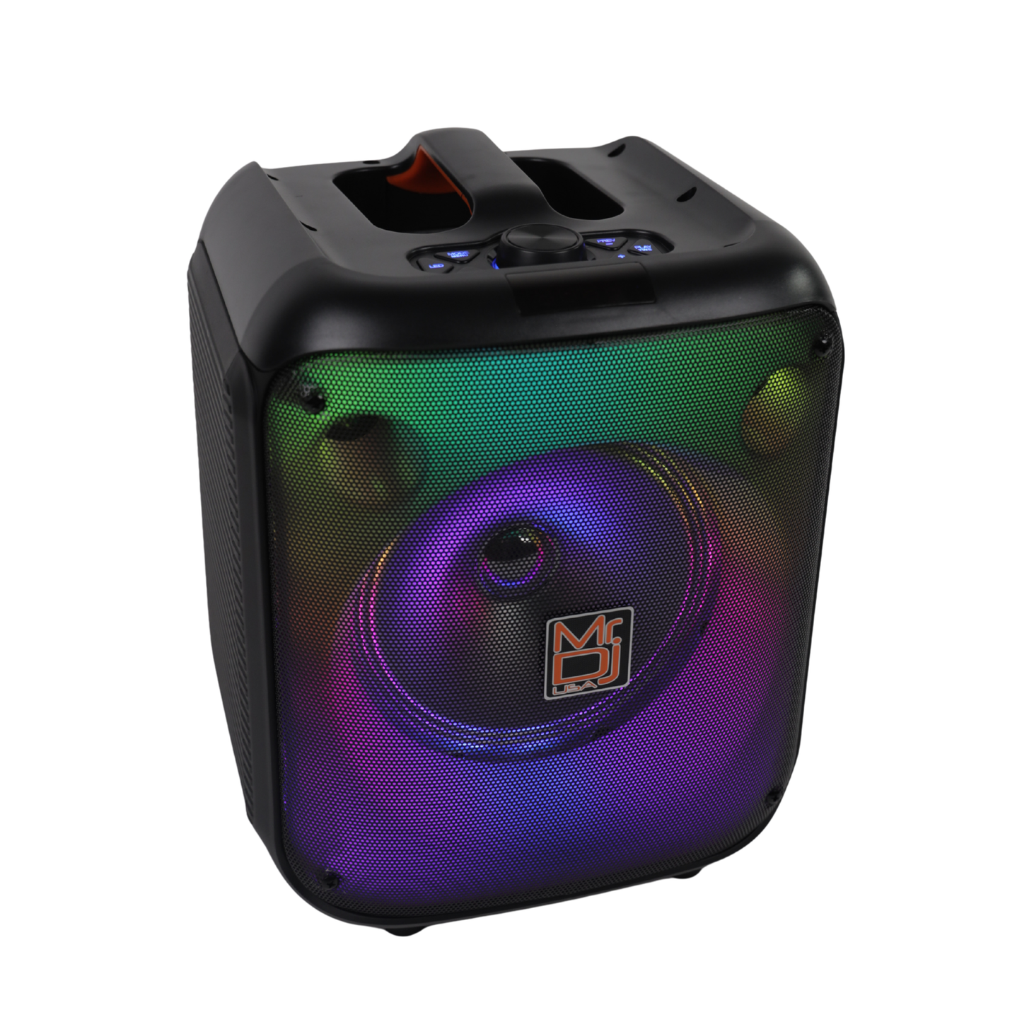 MR DJ CUBE8 8" Rechargeable Portable Bluetooth Karaoke Speaker with Party Flame Lights Microphone TWS USB FM Radio