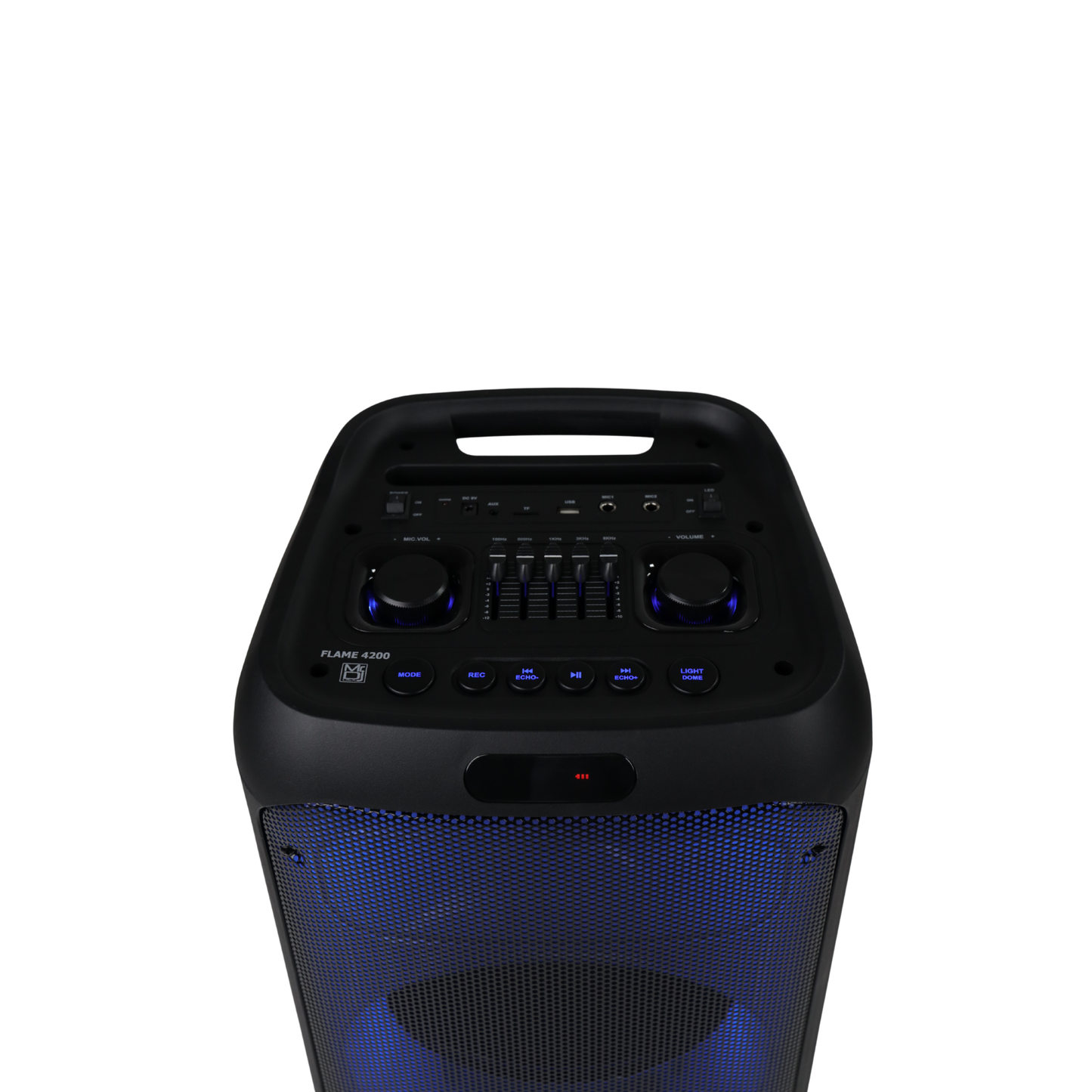 MR DJ FLAME4200 10" X 2 Rechargeable Portable Bluetooth Karaoke Speaker with Party Flame Lights Microphone TWS USB FM Radio