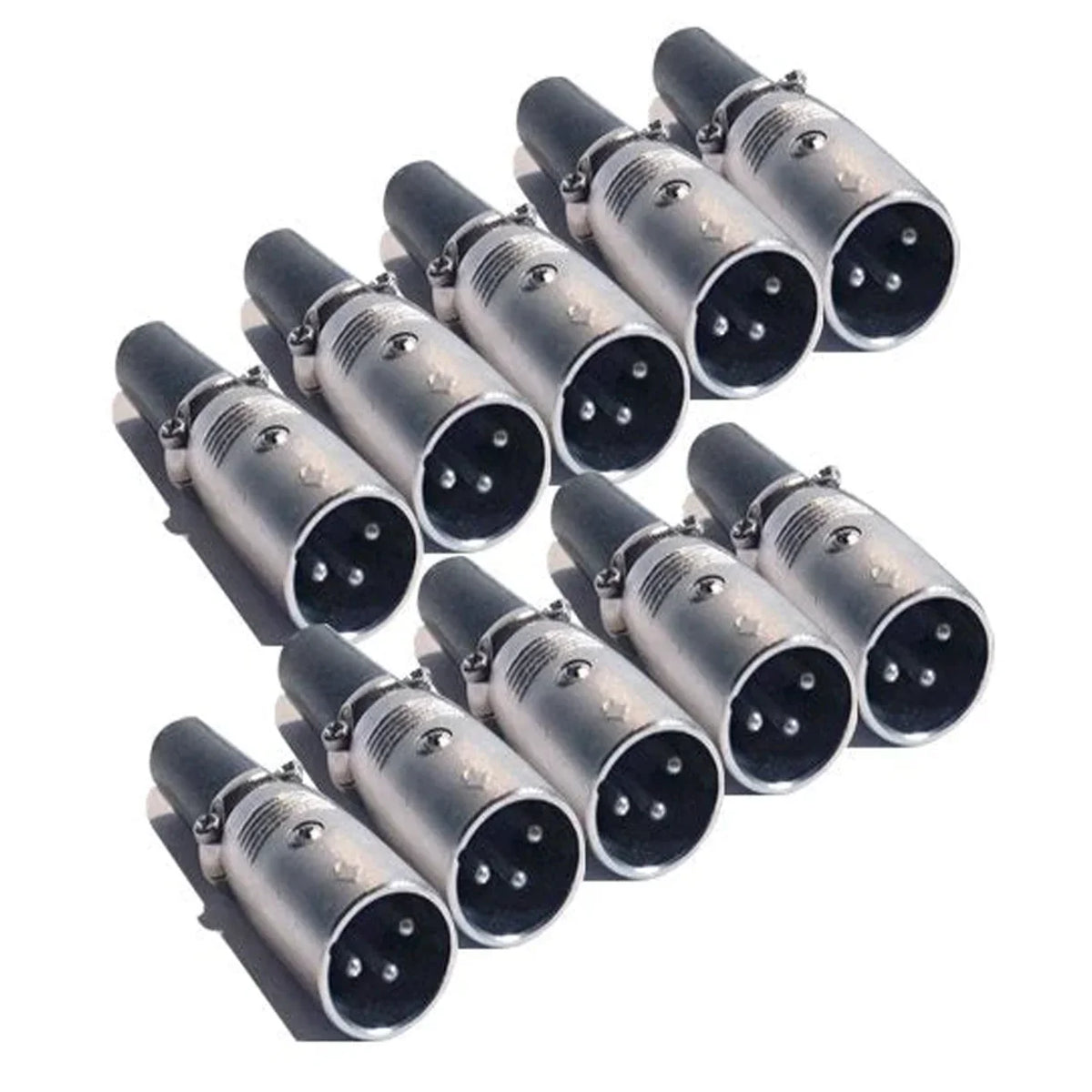 MR DJ XLRMH10 10 3-Pin XLR Male Connector Heads for Audio Microphone & DMX Cable Applications