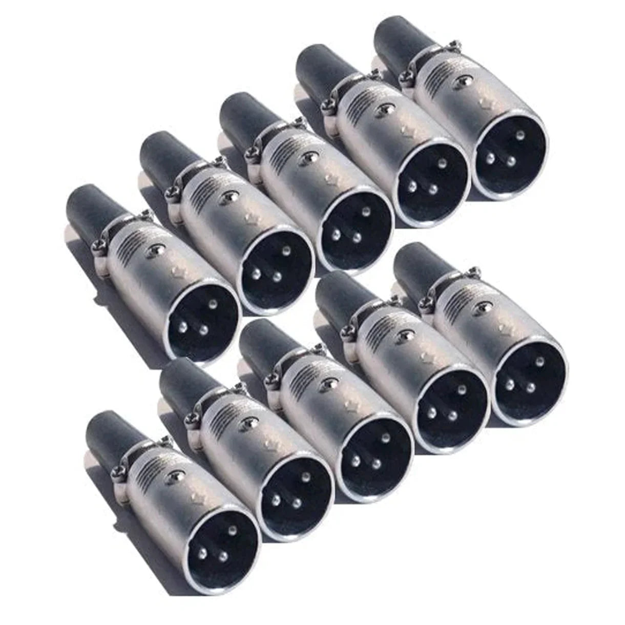 MR DJ XLRMH10 10 3-Pin XLR Male Connector Heads for Audio Microphone & DMX Cable Applications