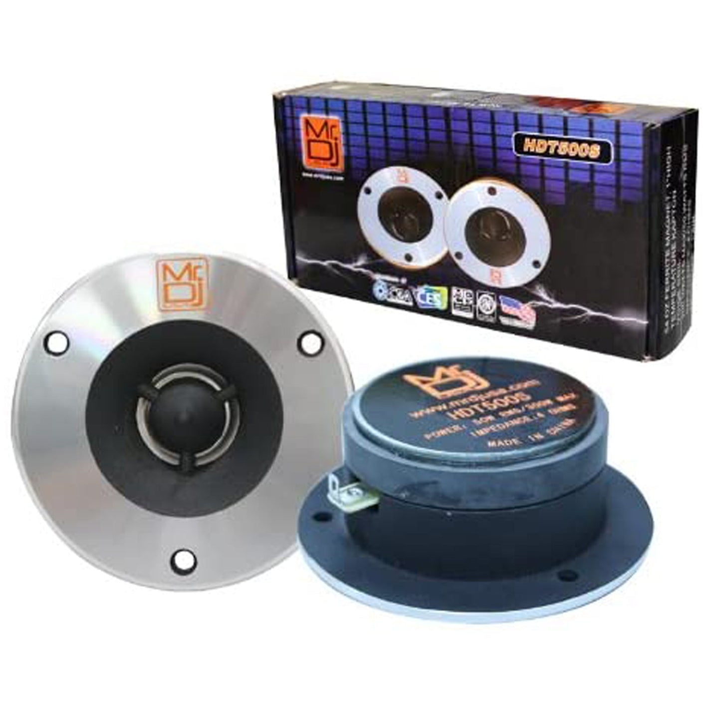 Mr. Dj HDT500S 600W Pair Slim 4-Inch Titanium Bullet High Compression Car Speaker Tweeters for Car, Van, ATV, UTV, Marine, Boat, Motorcycle, Motorsports, and Competition