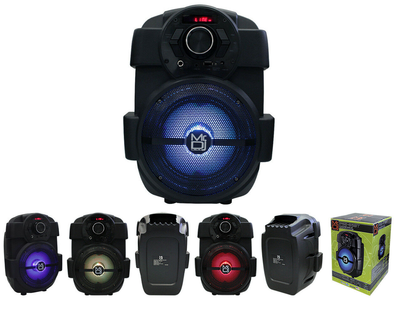 MR DJ 6.5" Portable Rechargeable PA DJ Party Speaker USB/FM/LED MP3 Player