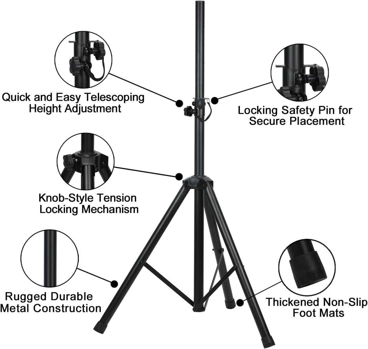 MR DJ SS350B Pro Universal Folding DJ PA Home On Stage Tripod Speaker Stand