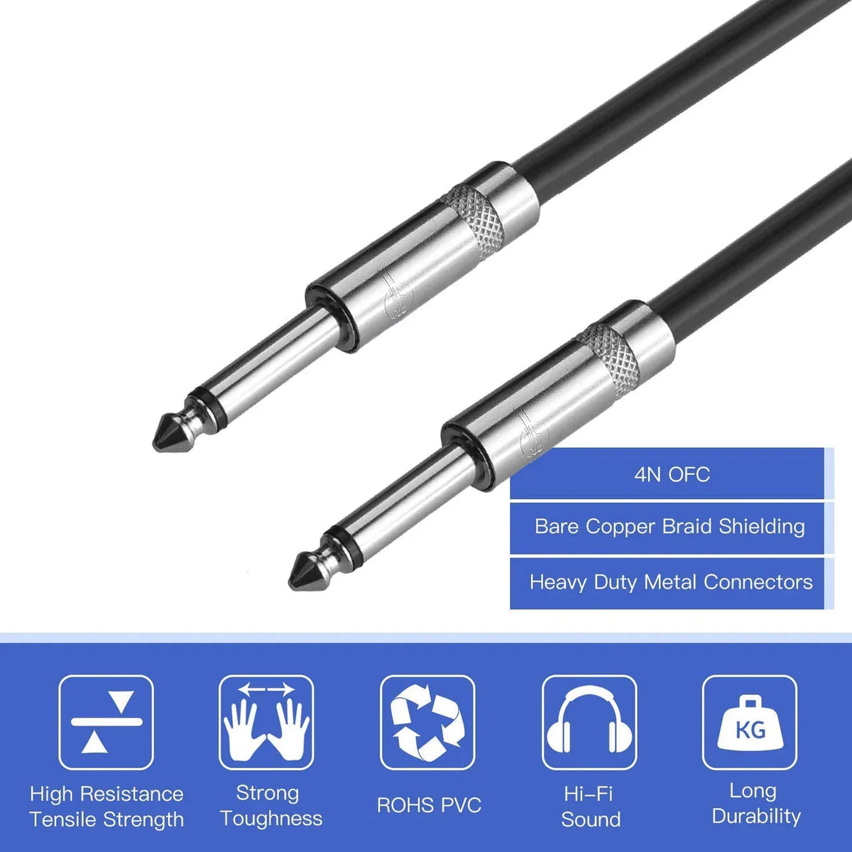 MR DJ CQQ100 100' Pro PA DJ Karaoke 1/4" Male to 1/4" Male Mono Audio Amp Patch Cords Speaker Wire PA Cable