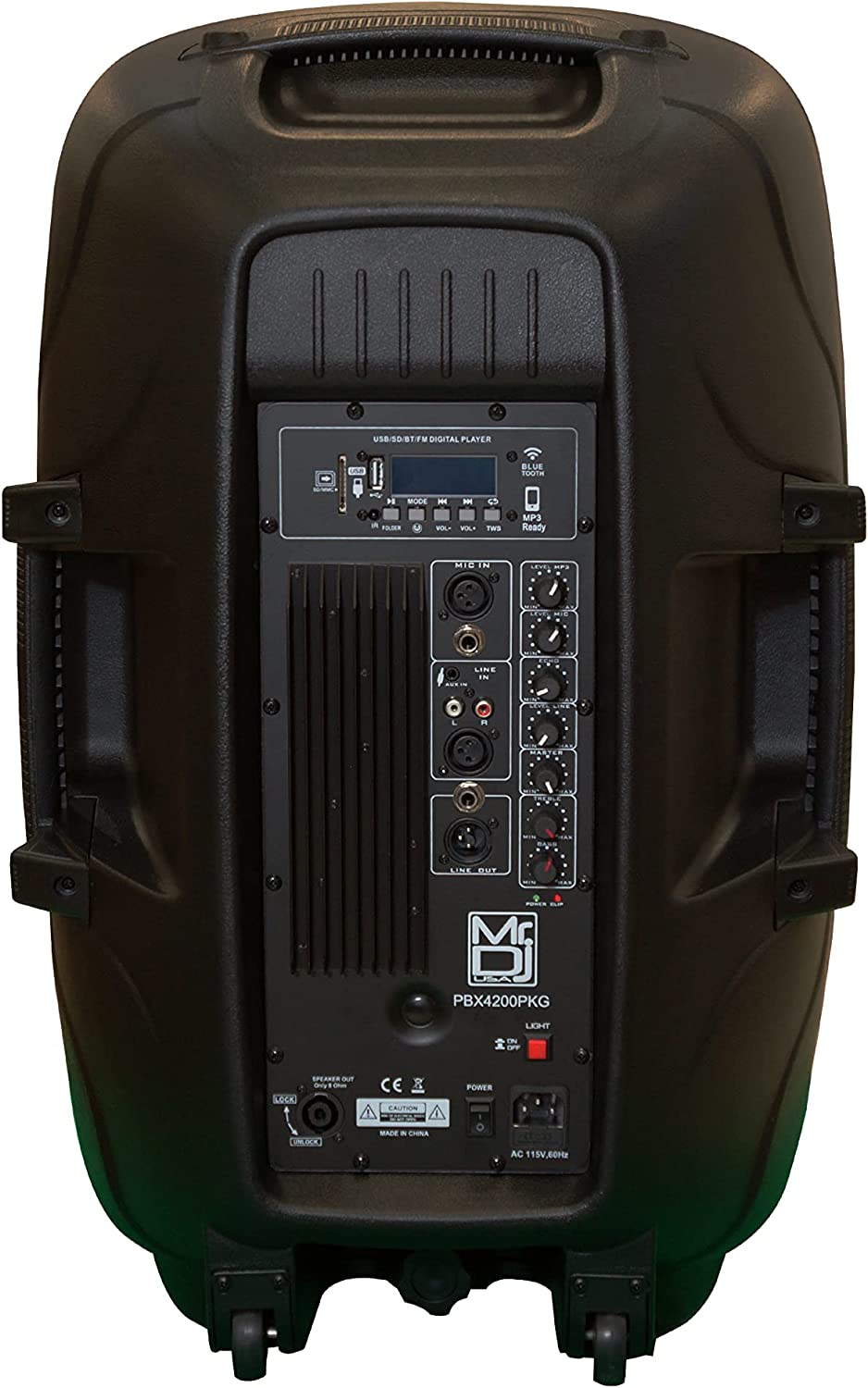 2 MR DJ PBX4200PKG 15" PA DJ 3000W Bluetooth LED Karaoke Speaker + Speaker Stand