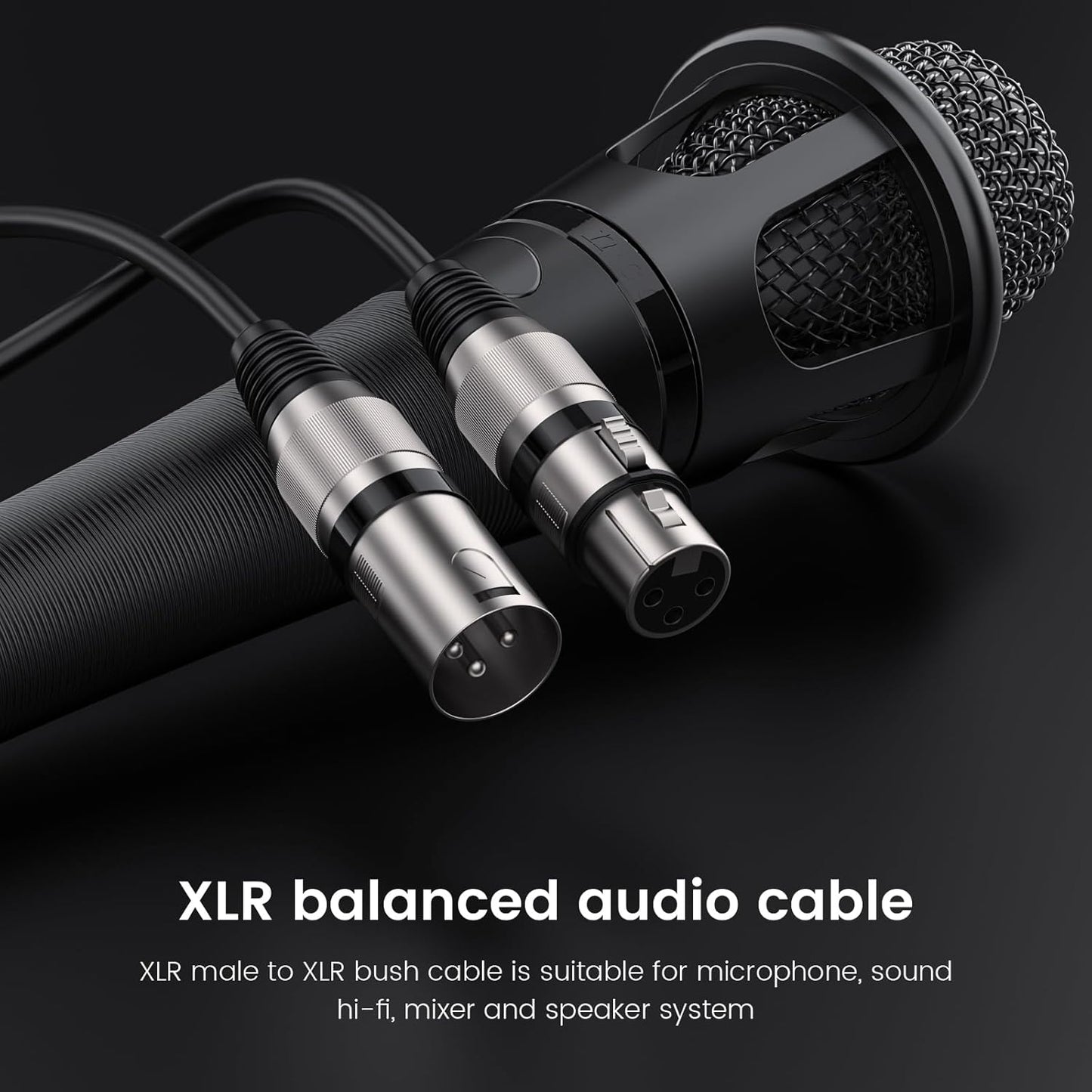 MR DJ CXMXF12 12' XLR Male to XLR Female Microphone Balanced Instrumental Dj XLR Interconnect Cable
