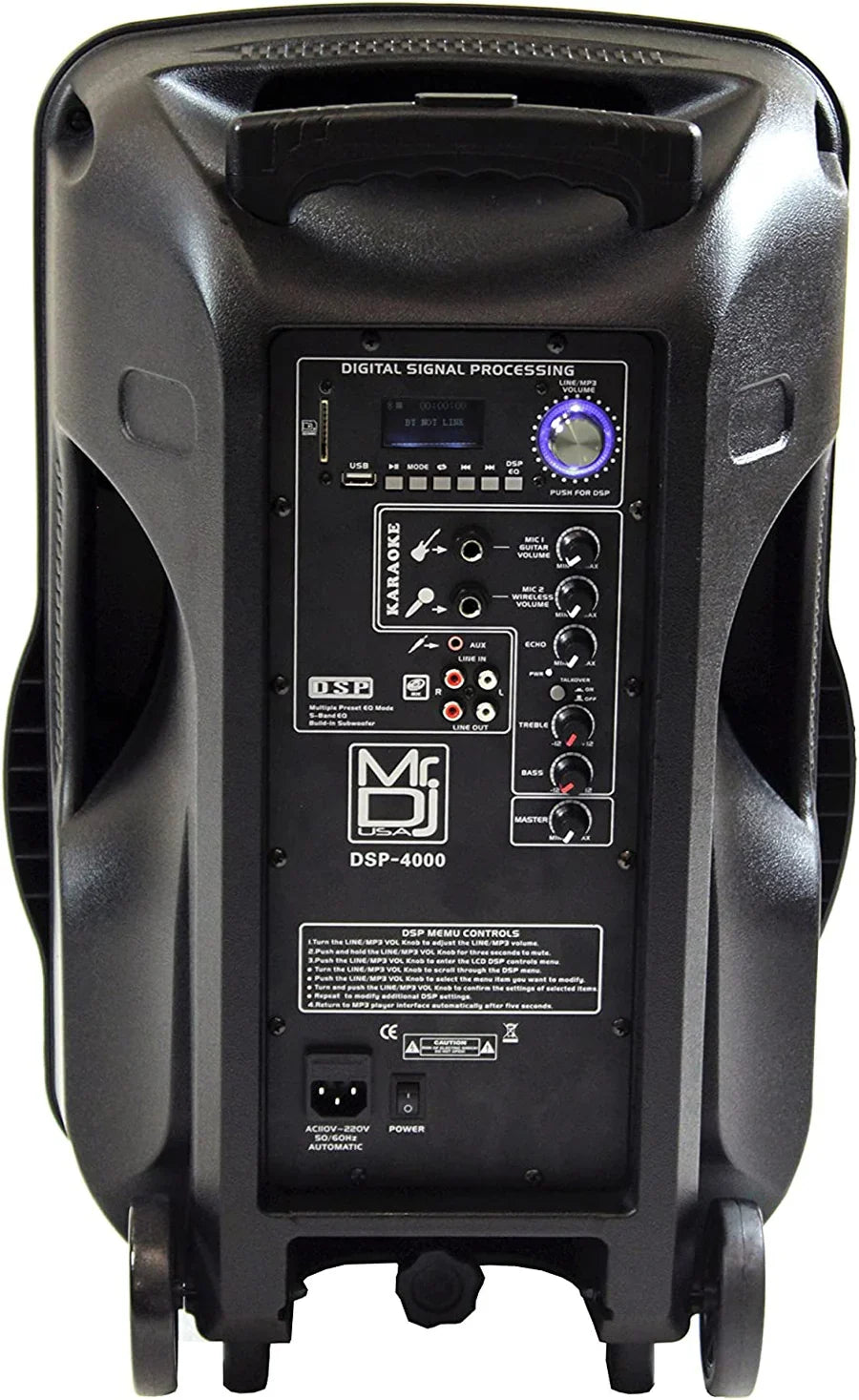 4000W Bluetooth DSP FM Radio USB Portable PA DJ KARAOKE Speaker