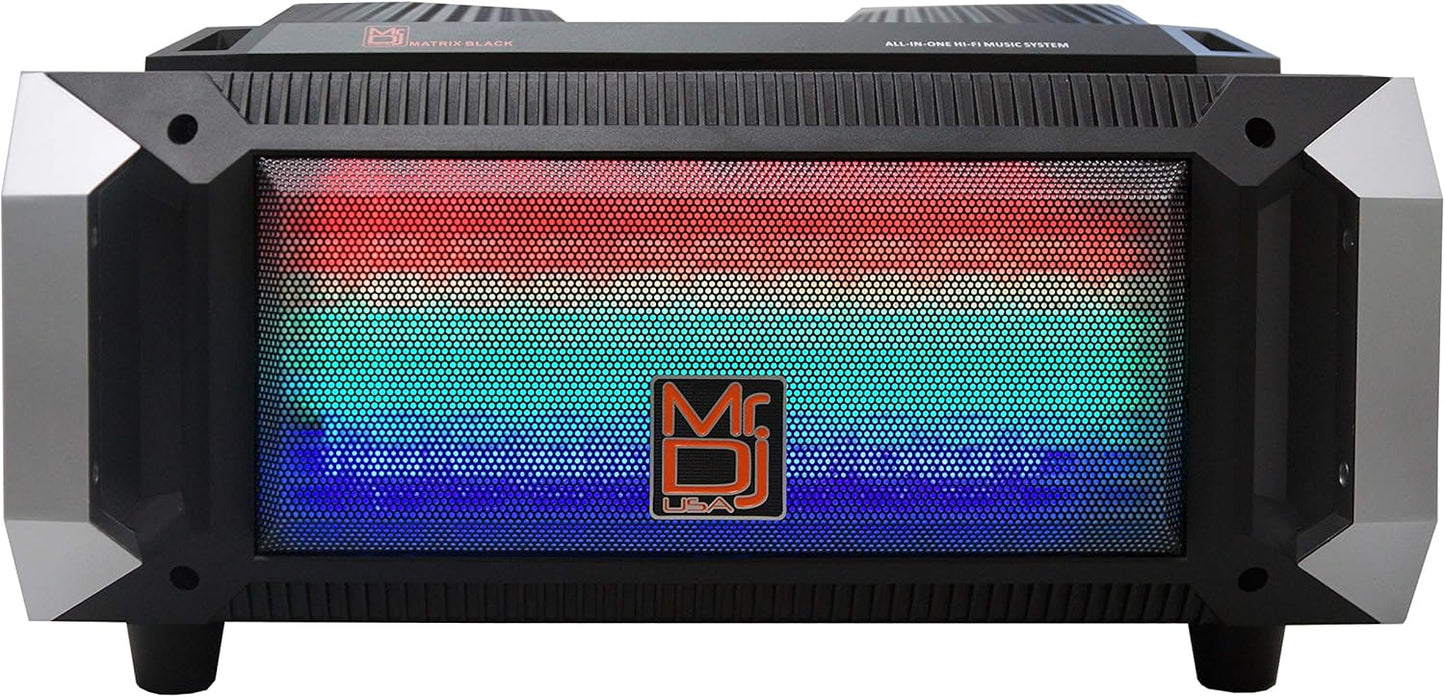MR DJ Matrix BK 6.5" Powered Speaker, Built-in Bluetooth, USB/SD Card Reader