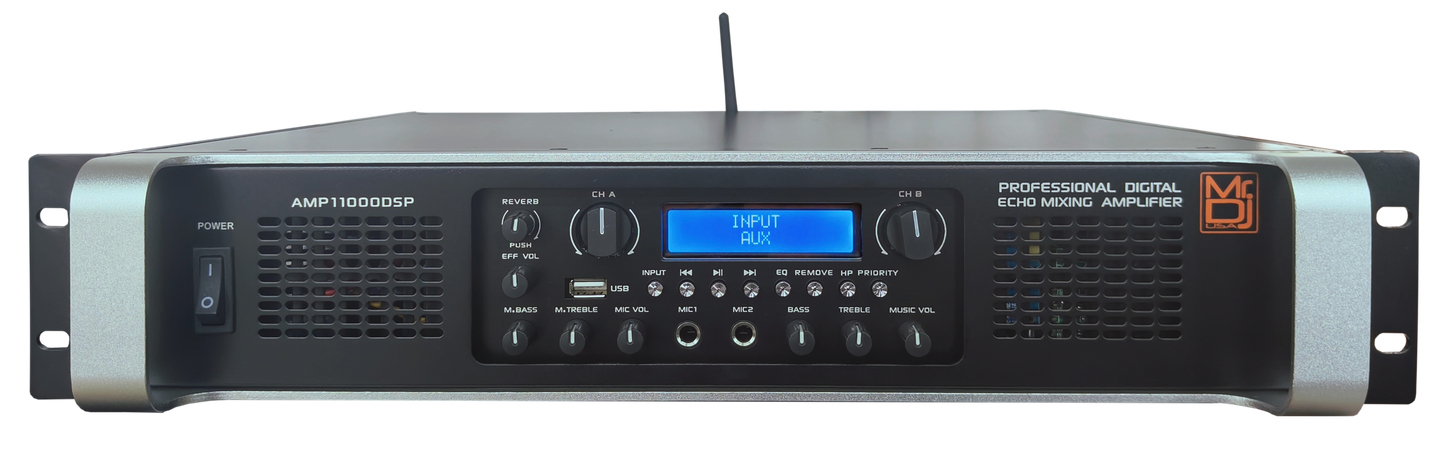 MR DJ AMP11000DSP 2Ch Class AB 10000W PA DJ Power Amplifier Onboard DSP Bluetooth USB