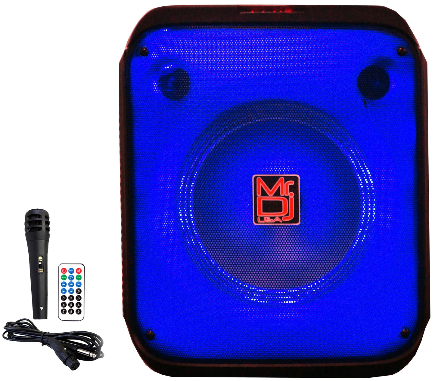 MR DJ CUBE8 8" Portable Karaoke Speaker Flame Lights Microphone TWS USB FM