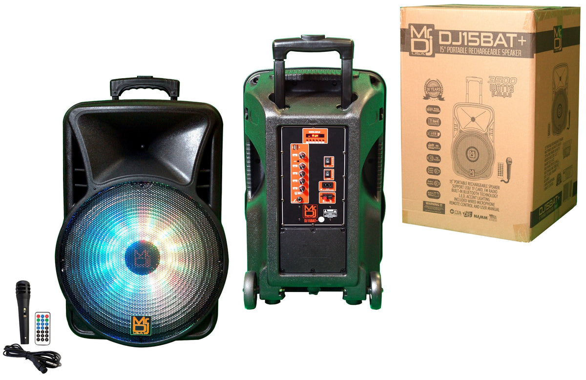 MR DJ DJ15BTA 15" 2 Way Powered Speakers Bluetooth 3500W Built-in Amplifier/USB Mp3