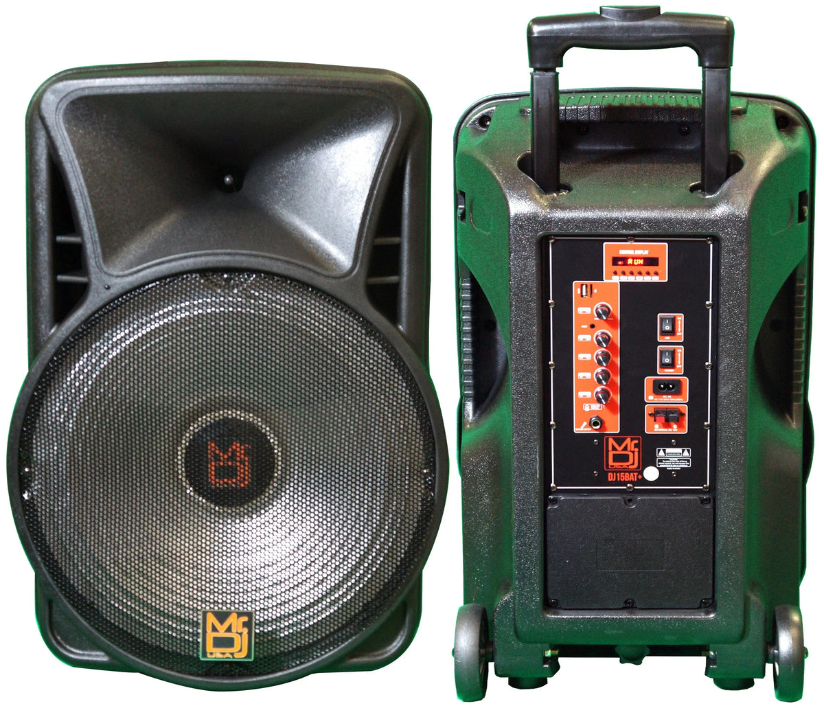 2 MR DJ DJ15-BTA 3000W PA FM Radio Bluetooth DJ Speaker Microphone, 2 Spk stands
