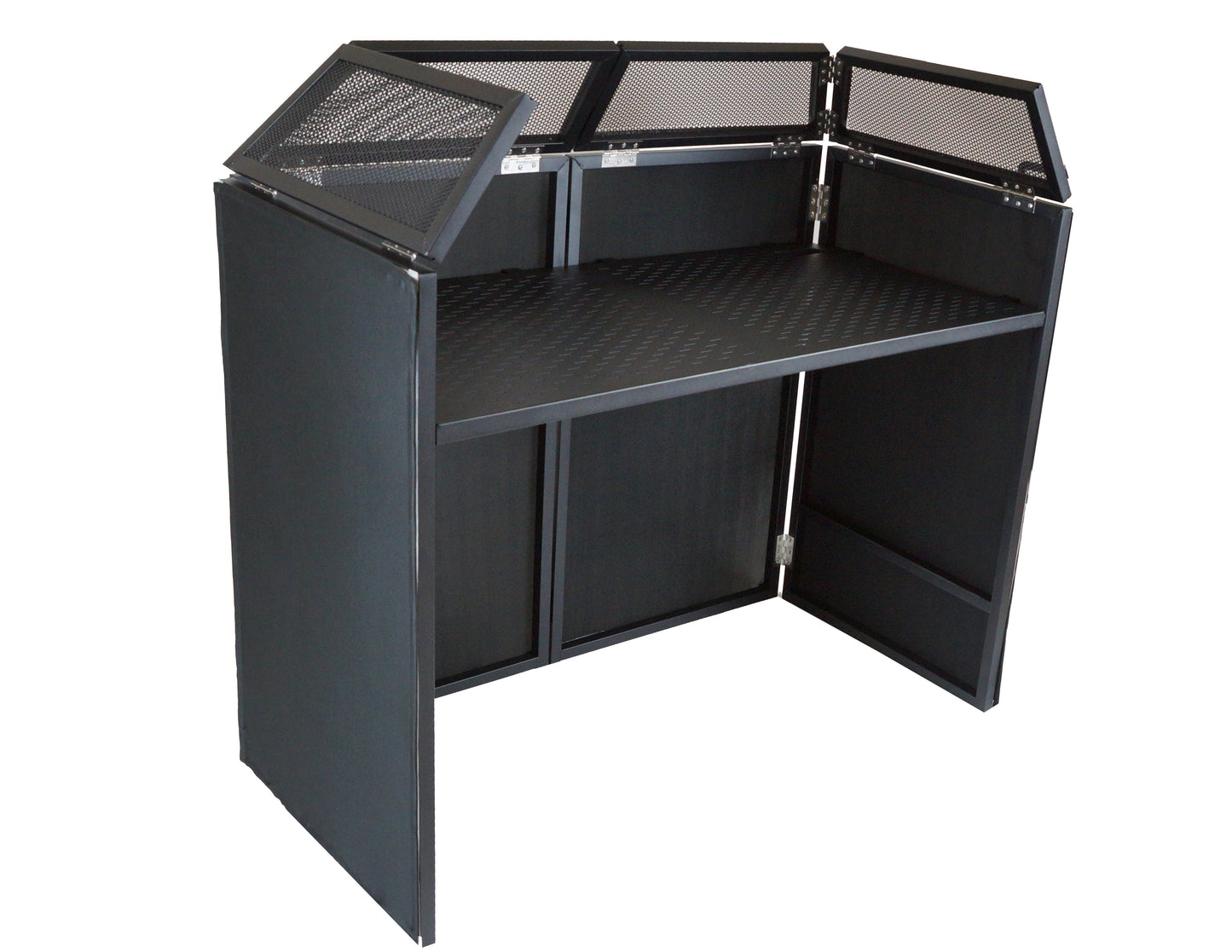 MR DJ DJ Booth Table with 8FT Lighting Truss System Foldable Black Scrim