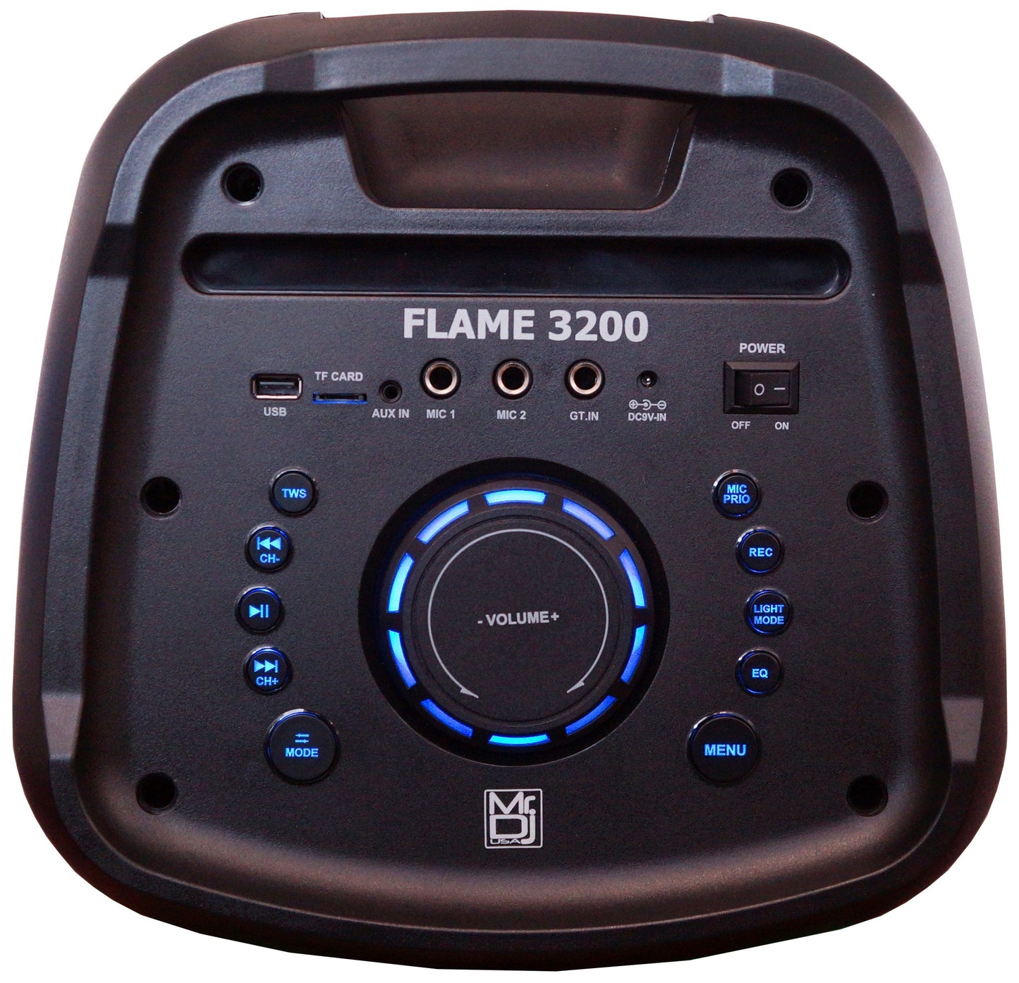 MR DJ FLAME3200 8" X 2 Rechargeable Speaker + Party Flame Lights Microphone TWS USB FM Radio + LED Crystal Magic Ball