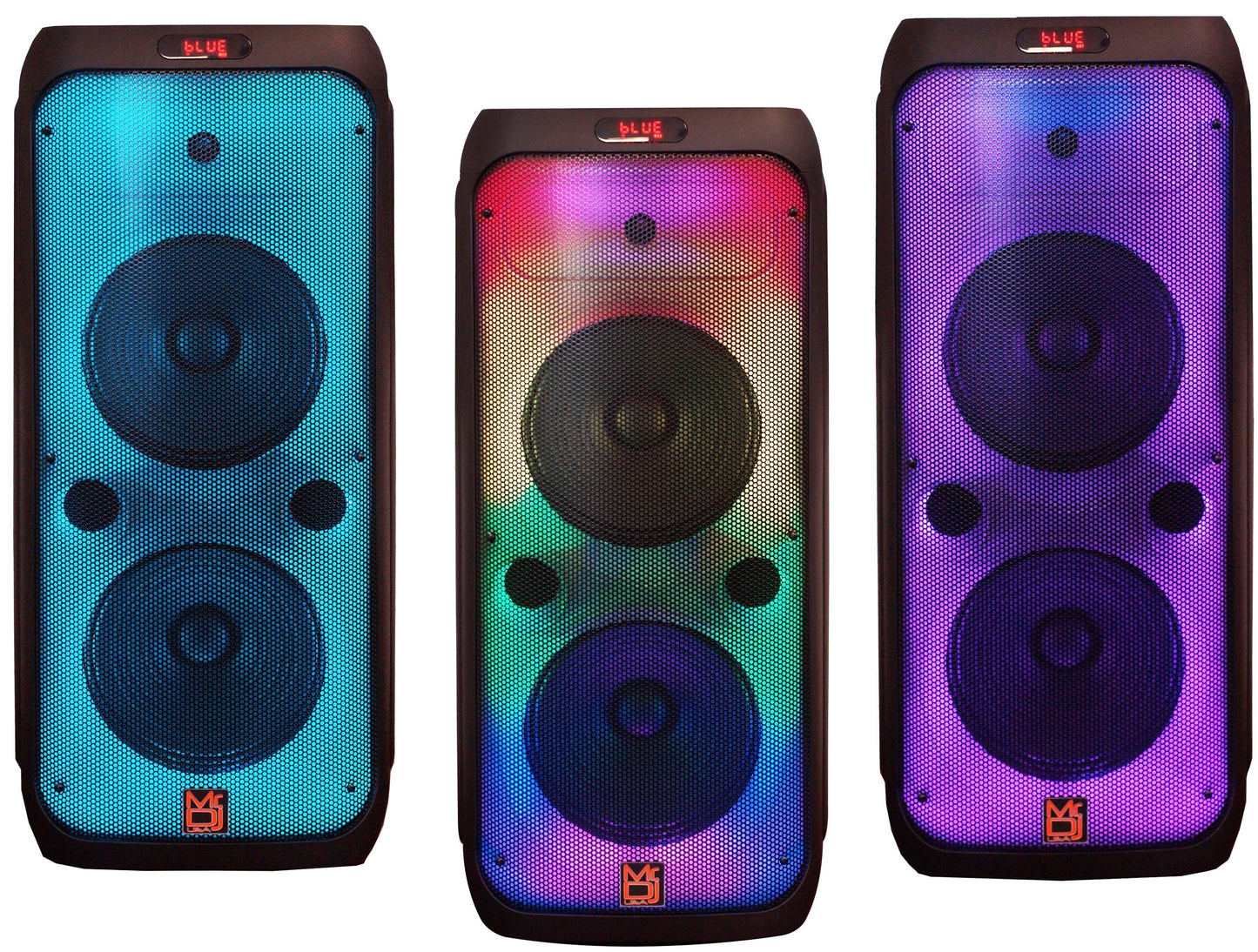 MR DJ FLAME3200 8" X 2 Rechargeable Speaker + 7-LED Moving Head DJ Light