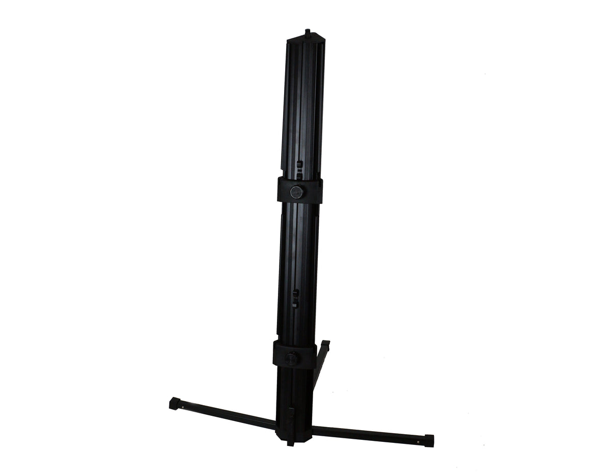 MR DJ PRO KS1000B Professional 2-Tier Column Keyboard Stand Silver W 5/8" Mic Mount Black