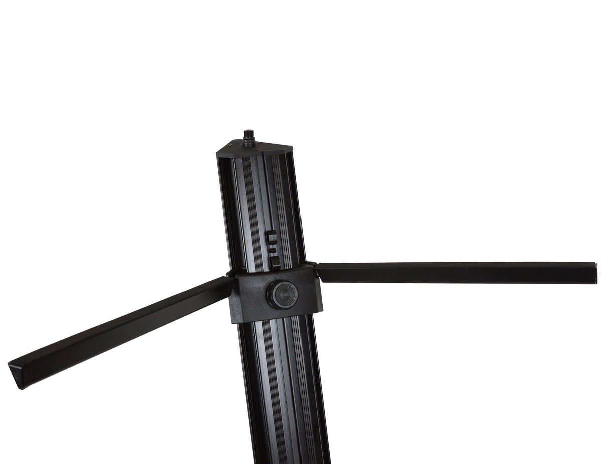 MR DJ PRO KS1000B Professional 2-Tier Column Keyboard Stand Silver W 5/8" Mic Mount Black