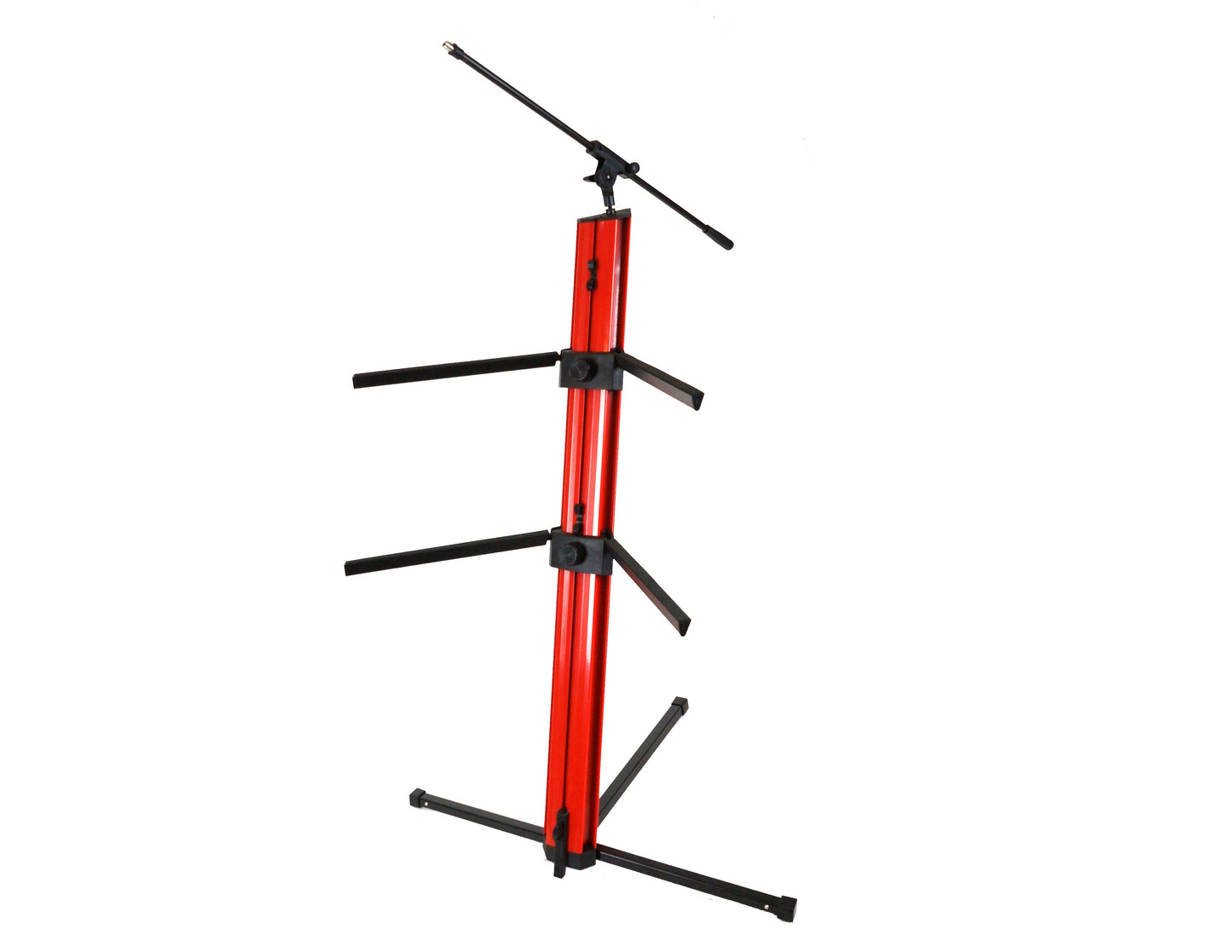 MR DJ KSPRO1500R PRO 2-Tier Red Column Keyboard Stand W Mic Boom Arm + Case