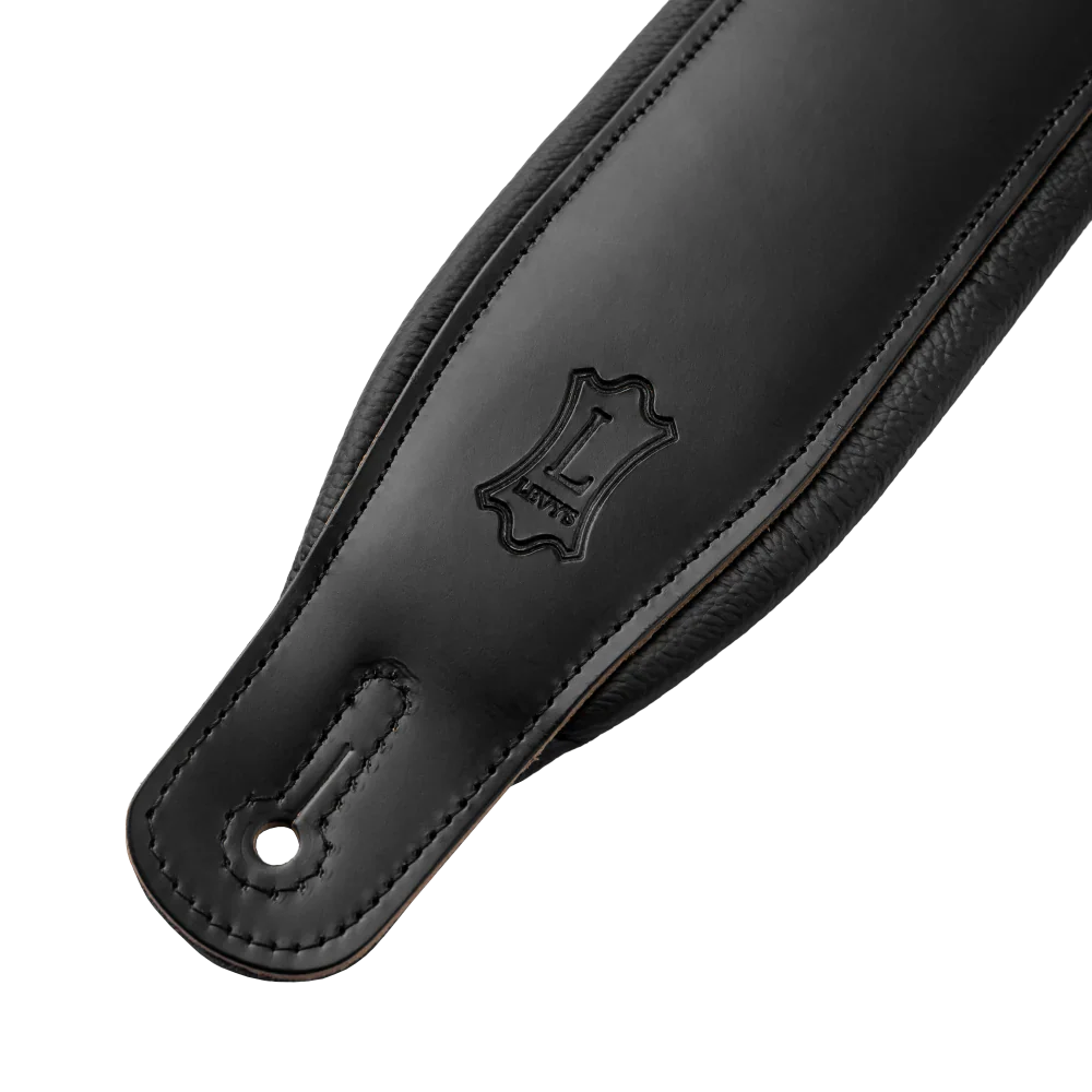 Levy's Leathers M26PD-BLK-XL 3" Wide Amped Leather Series Guitar Strap - Black