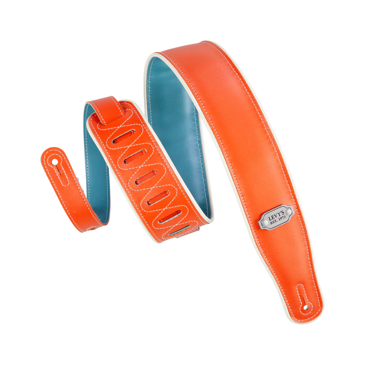 Levy's Leathers M26VCP-ORG_TEL Reversible Vinyl Guitar Strap - Orange Teal