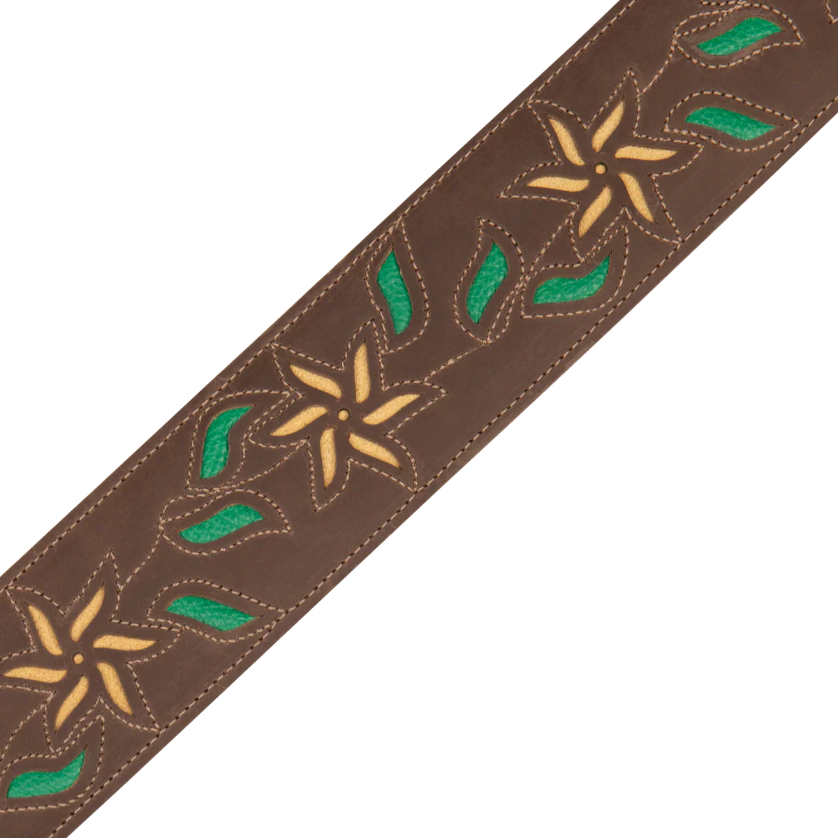 Levy's Leathers M4FV-DBR Flowering Vine Series Brown Leather Guitar Strap