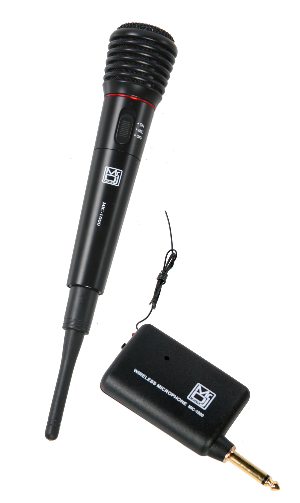 MR DJ MIC1000 Dual Function Wireless/Wired Black Handheld Microphone System