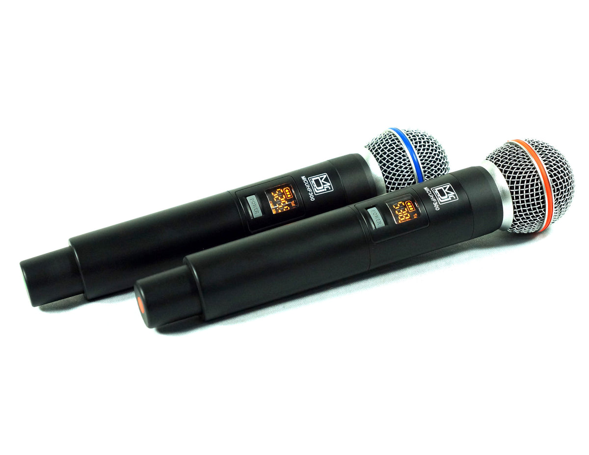 MR DJ MICUHF300 Dual UHF Wireless Microphone System Kit 2 Handheld & LED display