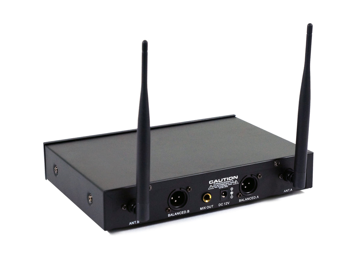 2 MR DJ MICUHF300 Dual UHF Wireless Microphone System Kit 2 Handheld & LED display