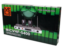 Load image into Gallery viewer, MR DJ MICVHF5400 2 Channel Professional PA/DJ/KTV/Karaoke VHF Lapel Bodypack Wireless Microphone System with Digital Receiver