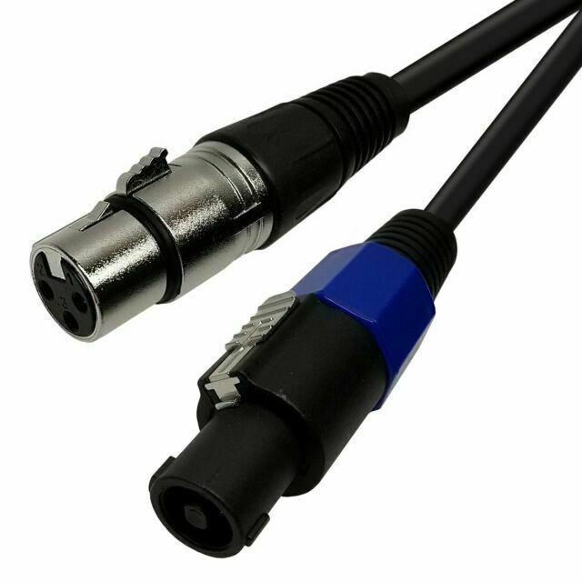 MR DJ CSMXF25 25' Speakon Plug Male to XLR Female Extension Cable for PA DJ Amplifier Stage Monitor