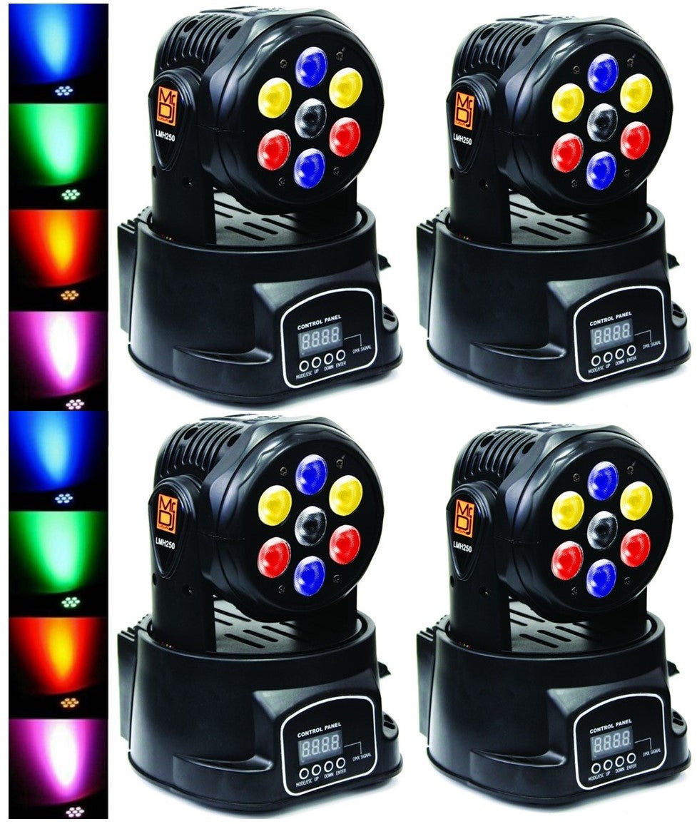4 MR DJ LMH250 100W RGBW 7-LED Moving Head DJ Light