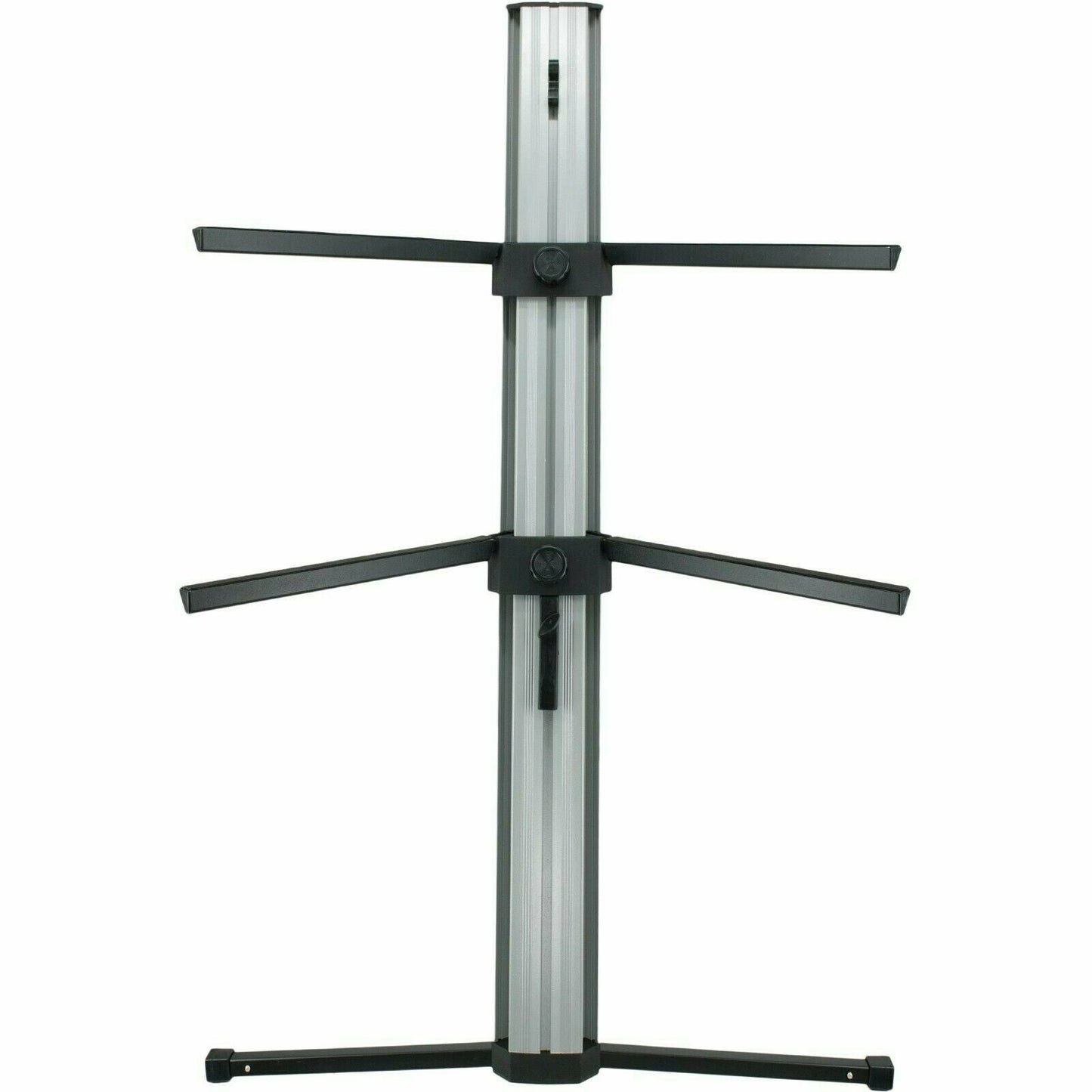MR DJ KS1000 Professional 2-Tier Column Keyboard Stand Silver W 5/8" Mic Mount