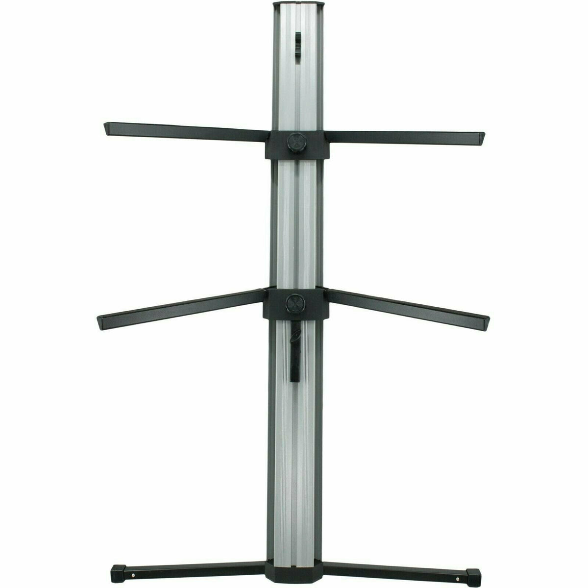 MR DJ KS1000 Professional 2-Tier Column Keyboard Stand Silver W 5/8" Mic Mount