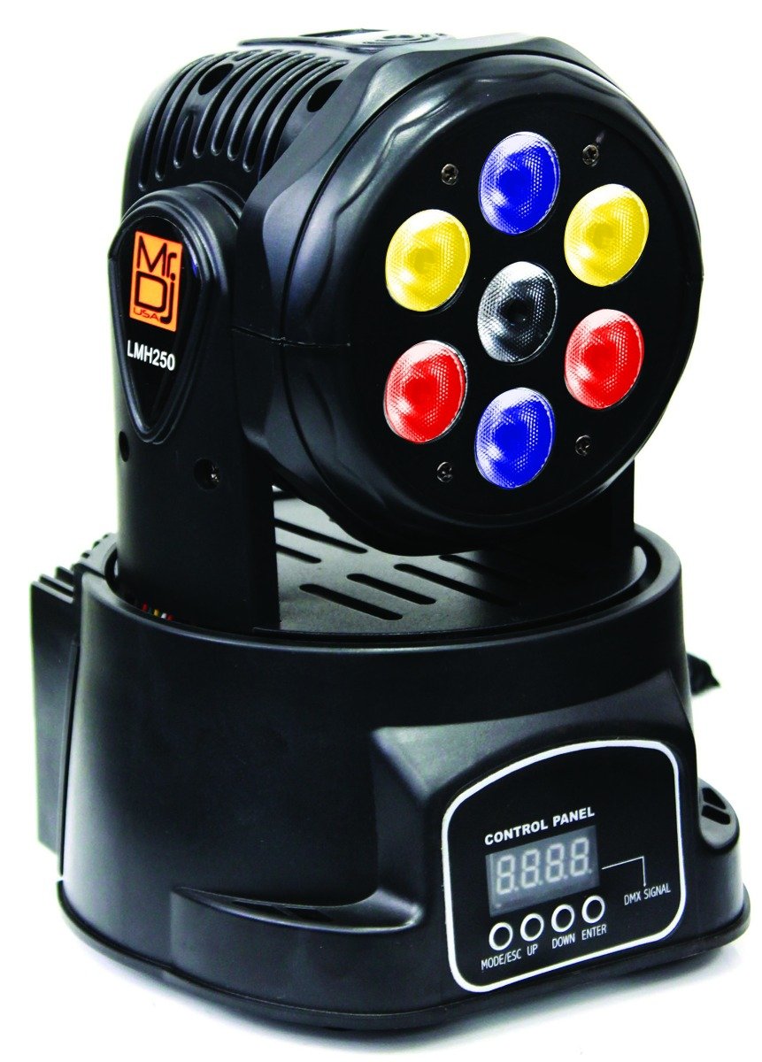 MR DJ FLAME3200 8" X 2 Rechargeable Speaker + 7-LED Moving Head DJ Light