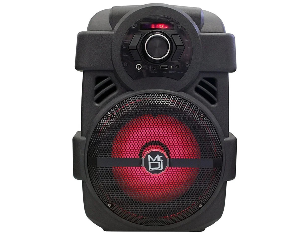 2 MR DJ PSE80BT 8" Portable Bluetooth Active Speaker Rechargeable Battery Party Speaker 1200 Watts