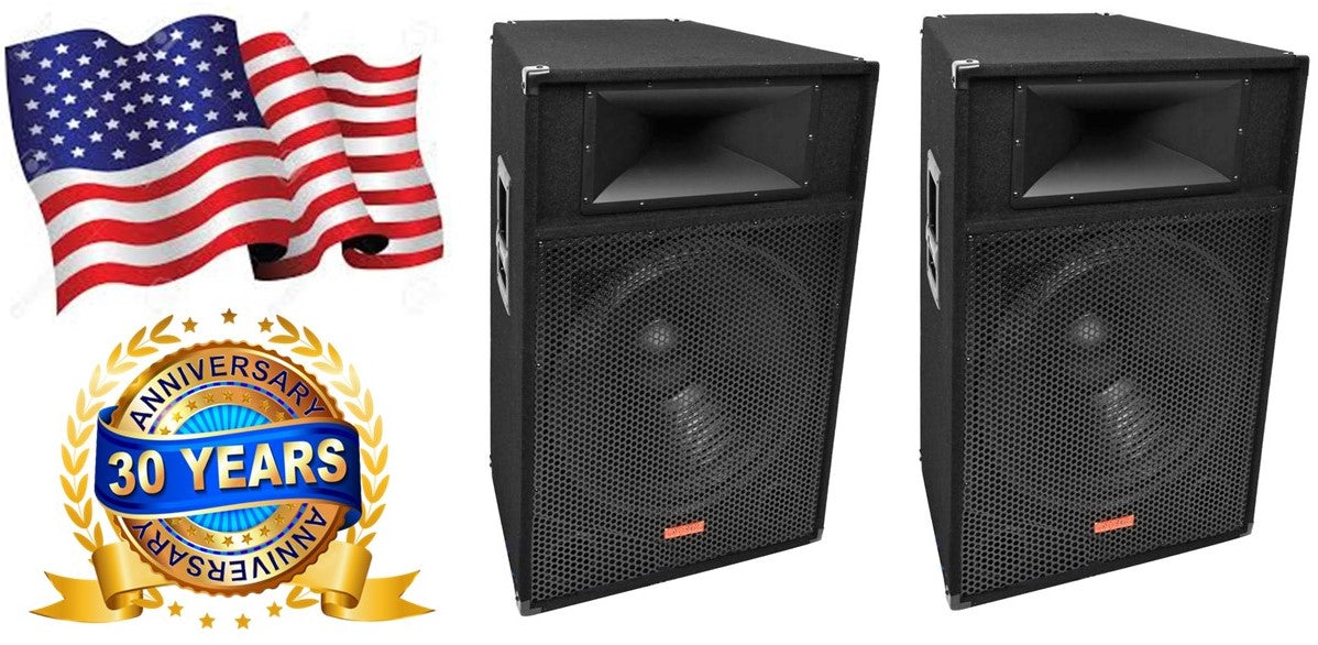 2 Mr Dj Patron PSS-1700 Pro Audio Single 15" Passive 2-Way DJ PA Loudspeaker