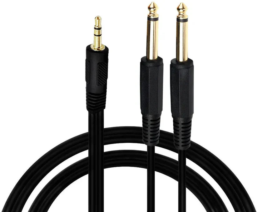 MR DJ CEQY6P 6 Feet 1/8" 3.5mm Mini TRS Stereo to Dual 1/4" 6.35mm TS Mono