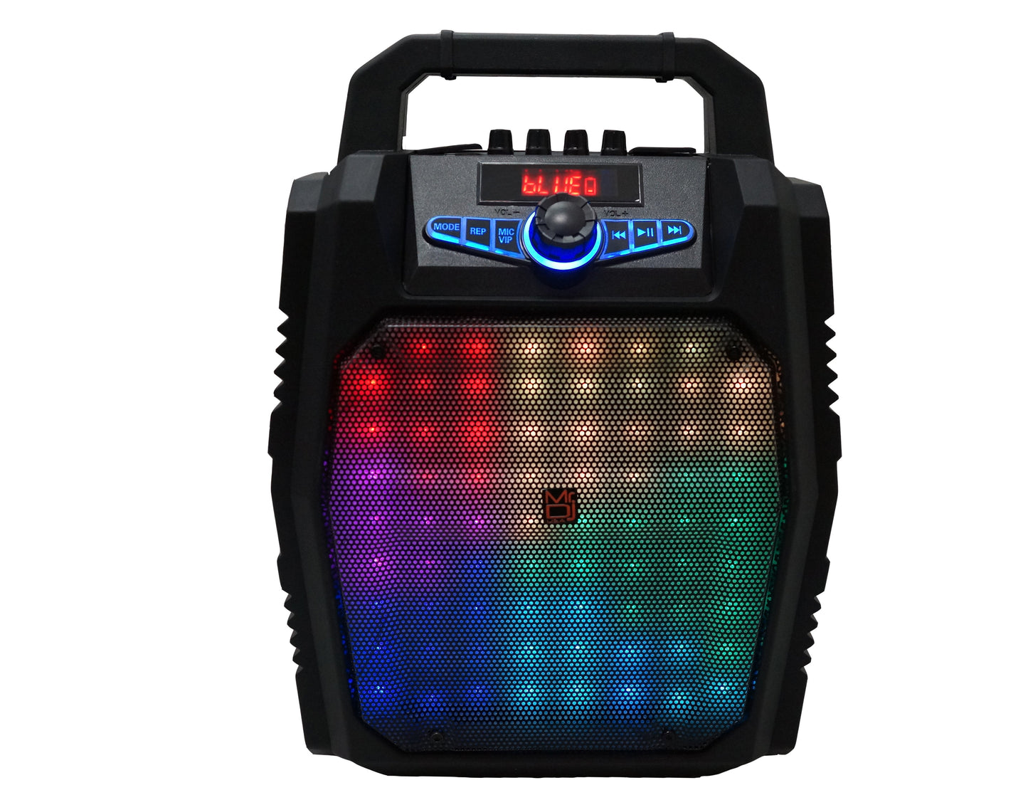 MR DJ PARTYROCK 8" Portable Powerful PA Bluetooth Speaker Karaoke Machine Battery Powered FM USB/Micro SD Card & LED Party Light