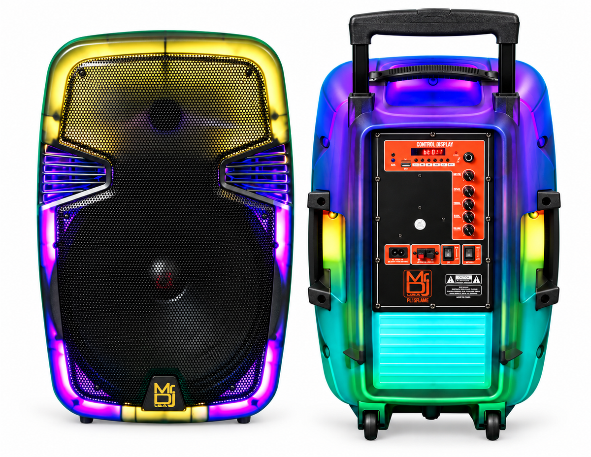 MR DJ PL12FLAME 12" Portable Translucent Bluetooth Speaker