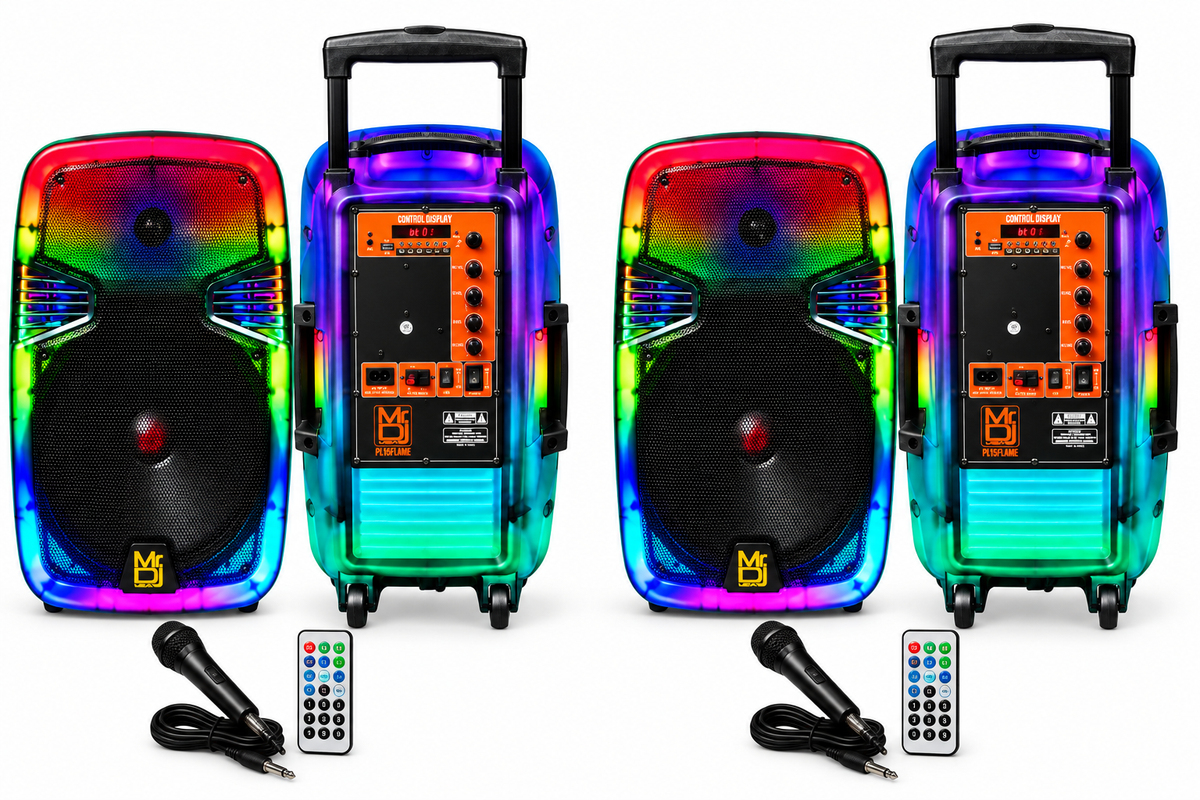 2 MR DJ PL12FLAME 12" Portable Translucent Bluetooth Speaker