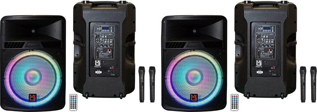 Pair of 18 Inch Power Speaker Built-in Battery/Bluetooth/Amplifier/SD/USB/FM Radio