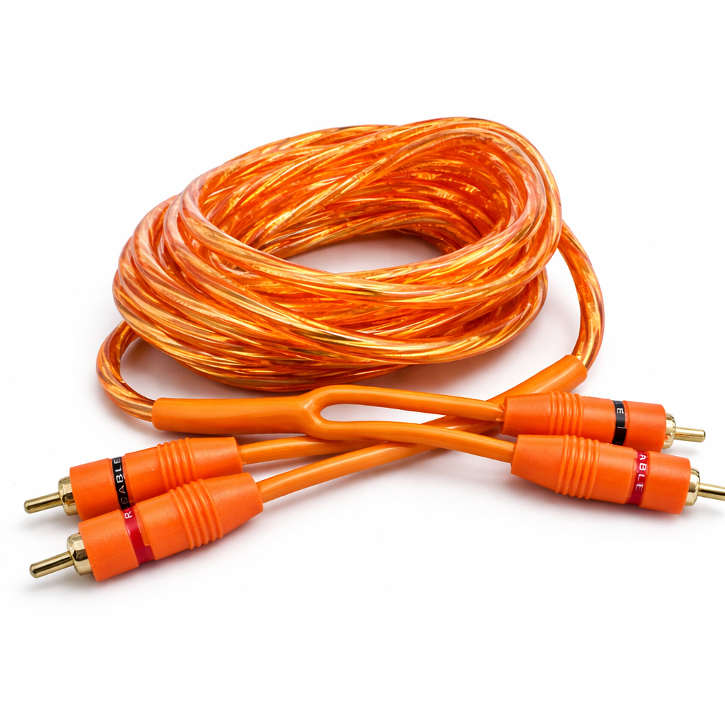 Absolute RCA1OR 1ft Orange RCA Cable 100% OFC Oxygen Copper 2-Ch Stereo Interconnect Twisted Pair Noise Reduction Gold-Plated Connectors HiFi Audio Cable for Car/Home Audio