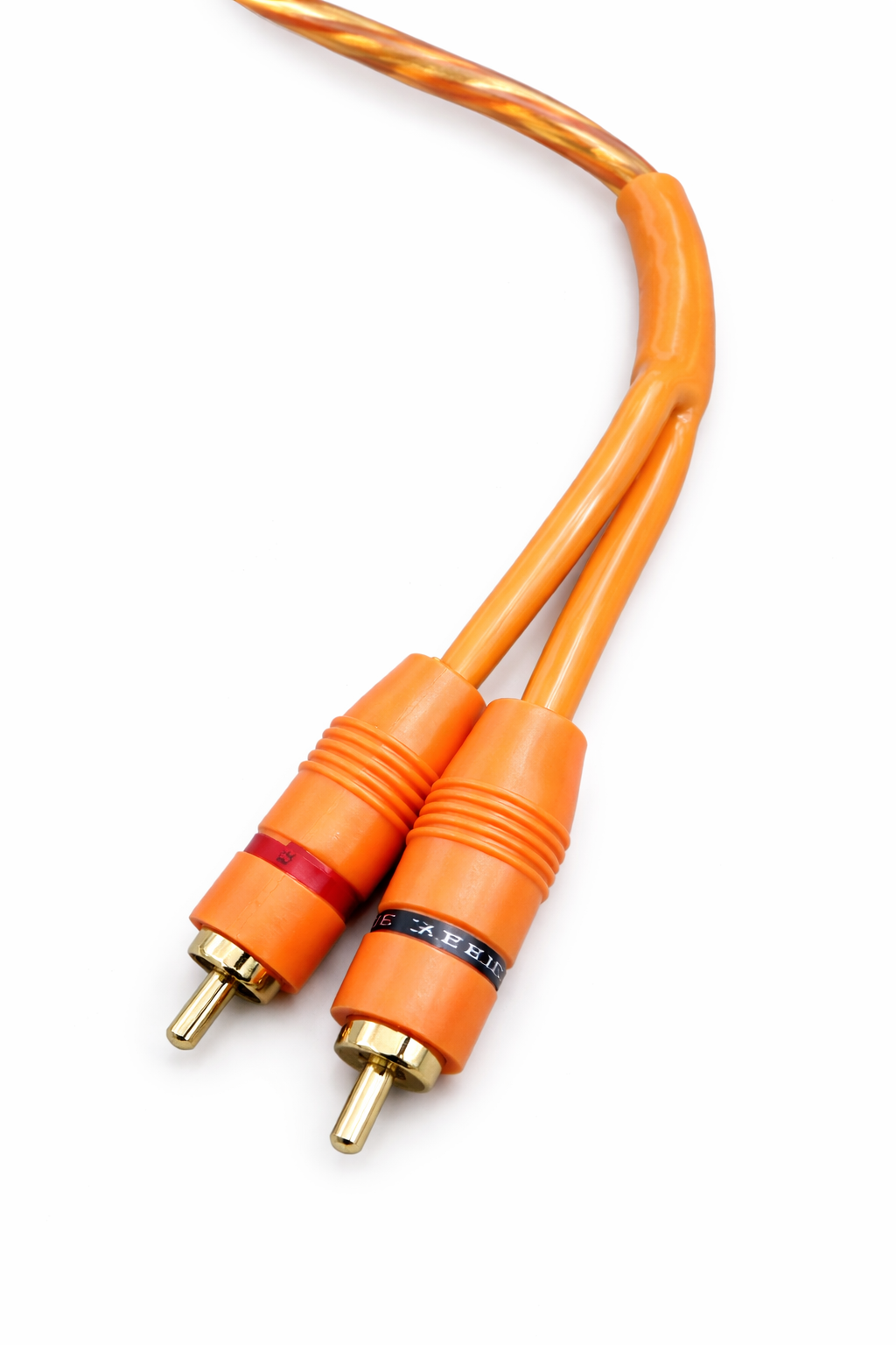 2 Absolute RCA1OR 1ft Orange RCA Cable 100% OFC Oxygen Copper 2-Ch Stereo Interconnect Twisted Pair Noise Reduction Gold-Plated Connectors HiFi Audio Cable for Car/Home Audio