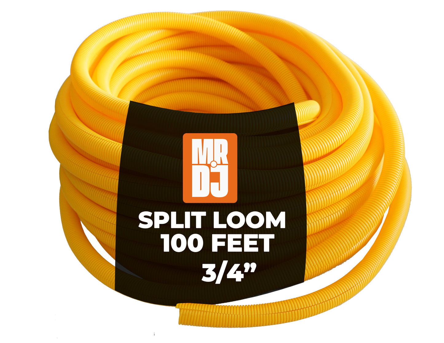 MR DJ DSLT34YL 100' 3/4" 19mm Yellow Split Wire Loom Conduit Tubing Sleeve Tube