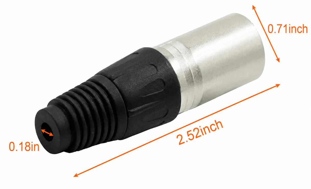 MR DJ XLRMH4 4 3-Pin XLR Male Connector Heads for Audio Microphone & DMX Cable Applications