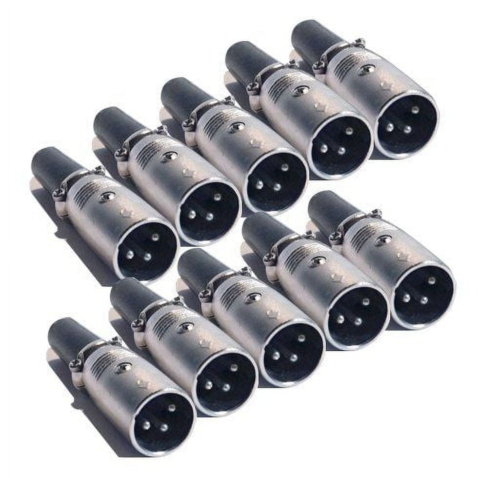 MR DJ XLRMH10 10 3-Pin XLR Male Connector Heads for Audio Microphone & DMX Cable Applications