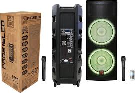 2 MR DJ PRO215LED Bluetooth Speaker Pro Dual 2x15" 5500W Speaker PA DJ Bluetooth
