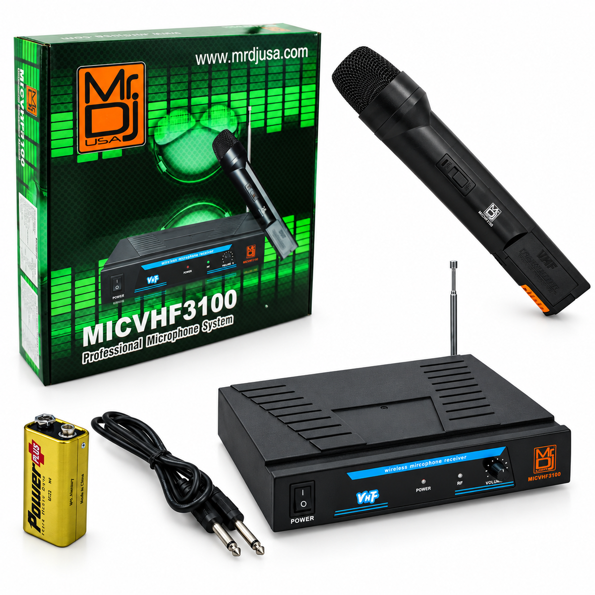 MR DJ MICVHF3100 Wireless Dual-Channel Handheld design Microphone System
